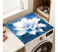 Copri Lavatrice Fiori Blu Copri Lavatrice Per Interno Per Top - Antiscivolo Tappetino Lavatrice - Tappeto Assorbente In Diatomee Per Armadio Comodino, Cucine, Bagni50*50Cm