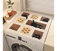 Copri Lavatrice Gatto Nero Copri Lavatrice Per Interno Per Top - Antiscivolo Tappetino Lavatrice - Tappeto Assorbente In Diatomee Per Armadio Comodino, Cucine, Bagni50*50Cm