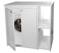 Copri lavatrice in PVC da esterno interno con ante e scaffali laterali, Dimensioni 95x60xh 94 cm fornito in kit di montaggio bianco