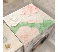 Copri Lavatrice Pittura A Olio Di Fiori Copri Lavatrice Per Interno Per Top - Antiscivolo Tappetino Lavatrice - Tappeto Assorbente In Diatomee Per Armadio Comodino, Cucine, Bagni50*50Cm