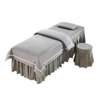 Copri Lettino Da Massaggio 4 pezzi/set set di biancheria da letto for salone bellezza, delicato sulla pelle, for massaggi e spa, copriletto + coprisgabello + federa + copripiumino(Grey,190x80cm)