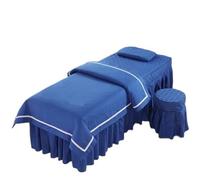 Copri Lettino Da Massaggio 4 pezzi/set set di biancheria da letto for salone bellezza, delicato sulla pelle, for massaggi e spa, copriletto + coprisgabello + federa + copripiumino(Blue,180x70cm)
