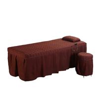 Copri Lettino Da Massaggio Lenzuolo da letto for salone di bellezza 5 pezzi Breve gonna for Copriletto con foro for massaggio del corpo(Coffee,Pillow case 30x50cm)