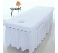 Copri Lettino Da Massaggio Lenzuolo di bellezza, lenzuola for salone, for massaggi, morbide, for spa, copriletto SPA con foro(White,80X180CM)