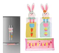 Copri Maniglie Coniglio Di Pasqua - Set 3 Pezzi In Tessuto Con Per Frigorifero, Congelatore, Lavastoviglie, Microonde | Decorazioni Cucina Coniglio | Protezione Maniglie Resistente Alle Macchie