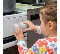 Copri manopole per fornelli, design con doppia chiave di bloccaggio, copri manopole universali per fornelli a gas & forni, vista chiara, adesivo forte, per bambini & animali domestici, fibbia aggiorna