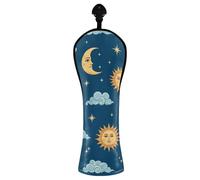 Copri mazza da golf vintage con elementi celesti blu, per donne e uomini, in pelle PU, con etichette intercambiabili, per driver in legno ibrido