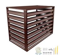 Copri Motore Condizionatore Esterno, Pannelli per Recinzione per La Privacy Esterna, Griglia a Persiana 4 Pannelli, Materiale in Acciaio Zincato(Brown,100x50x70cm/39x20x28in)