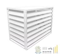 Copri Motore Condizionatore Esterno, Pannelli per Recinzione per La Privacy Esterna, Griglia a Persiana 4 Pannelli, Materiale in Acciaio Zincato(White,120x70x150cm/47x28x59in)