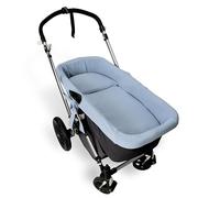 Copri navicella mussola 100% cotone + copriletto + cuscino mussola 100% accessori set 3 pezzi. Prodotto in Spagna. Ipoallergenico, traspirante, ipermorbido (blu)