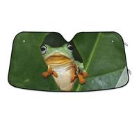 Copri Parabrezza per Car Pieghevole Copri Vetro Car Anti-UV Parasole per Auto Universale per SUV Estate Camion Primo Piano del Volto di Una Rana Volante - Foglie Verdi S
