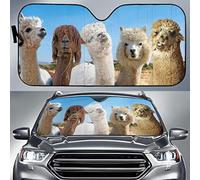 Copri Parabrezza per Car Pieghevole Copri Vetro Car Portabile Parasole per Auto Universale per Estate Camion SUV Divertente Alpaca Carino Famiglia di Animali Cielo Blu M