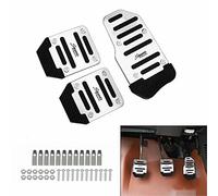 Copri Pedali Auto Copripedale Universale in Alluminio Antiscivolo Pedali Accelerator Brake Clutch Pad Pedal Cover Anti-slip Car Pedal Set Copripedali Auto Universali per Auto Manuali, Argento, 3 Pcs
