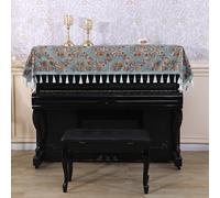 Copri Pianoforte Asciugamano Per Pianoforte Jacquard Pianoforte Verticale Polvere Mezza Copertura Con Nappa Coperchio Protettivo Per Pianoforte Elettronico Dell'accessorio Del Pianoforte-Blue