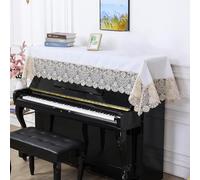 Copri Pianoforte Ricamo In Pizzo Pianoforte Verticale Asciugamano Antipolvere Per Pianoforte Coperchio Protettivo Per Tastiera Di Pianoforte Elettronico Panno Decorativo-White and Champagne