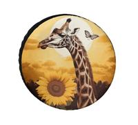 Copri pneumatici con giraffa e girasole, impermeabile, anti UV, da 28 pollici, per camper, camion, SUV, rimorchio, universale, per tutte le stagioni