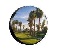 Copri Pneumatici Protezione Palm Tree Golf Course Copriruota Borsa 16 inch | impermeabile Coperchio Ruota di Scorta Durevole Copriruota per Auto Per SUV Rimorchio camper