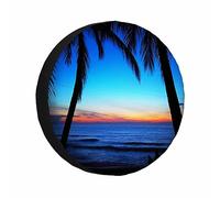 Copri Pneumatici Protezione Sunset Beach Tropical Tree Beatiful 15 inch | impermeabile Coperchio Ruota di Scorta Durevole borsa per pneumatici Per Rimorchio Camion SUV