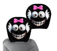 Copri poggiatesta auto, 2 pezzi, copri poggiatesta per veicoli, decorazioni interne divertenti, design con occhi cartoon, per famiglie auto, rimorchio, trattore, camion, SUV, MPV