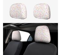 Copri poggiatesta auto, 2 pezzi, rosa, blu, tessuto elasticizzato | Morbido 95% poliestere 5% spandex misto con fondo elastico, si adatta alla maggior parte dei poggiatesta dei sedili auto e