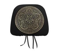 Copri poggiatesta auto con motivo a tripla luna viola, strega, dea, pentagramma, pentacolo, wicca, set universale per sedili anteriori e posteriori, adatto alla maggior parte delle auto, berline e SU