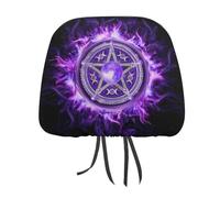 Copri poggiatesta auto con motivo a tripla luna viola, strega, dea, pentagramma, pentacolo, wicca, set universale per sedili anteriori e posteriori, adatto alla maggior parte delle auto, berline e SU