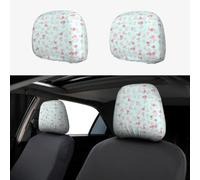 Copri poggiatesta per auto, 2 pezzi, in tessuto elasticizzato, con rose blu | Morbido 95% poliestere 5% spandex misto con fondo elastico, si adatta alla maggior parte dei poggiatesta dei sedili auto e
