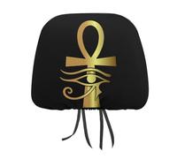 Copri poggiatesta per auto con motivo a forma di occhio di Horus, raffigurante l'antico Ankh egiziano. Set universale per poggiatesta per sedili anteriori e posteriori, adatto alla maggior parte dell