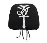 Copri poggiatesta per auto con motivo a forma di occhio di Horus, raffigurante l'antico Ankh egiziano. Set universale per poggiatesta per sedili anteriori e posteriori, adatto alla maggior parte dell