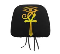 Copri poggiatesta per auto con motivo a forma di occhio di Horus, raffigurante l'antico Ankh egiziano. Set universale per poggiatesta per sedili anteriori e posteriori, adatto alla maggior parte dell