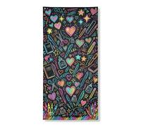 Copri porta a forma di cuore, decorativo, giocoso fantasioso stelle matite innovative nere con corda per porta d'ingresso cartello decorazione per la casa per portico parete interni ed esterni 91 x