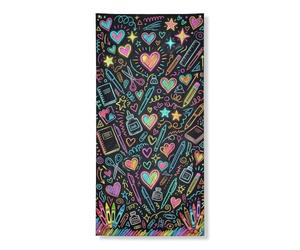 Copri porta a forma di cuore, decorativo, giocoso fantasioso stelle matite innovative nere con corda per porta d'ingresso cartello decorazione per la casa per portico parete interni ed esterni 91 x