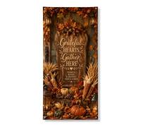 Copri porta a forma di zucca, decorativa, rustica con foglie calde, lanterna del Ringraziamento, arancione, con corda, striscione per porta d'ingresso, decorazione per la casa, per portico, porta