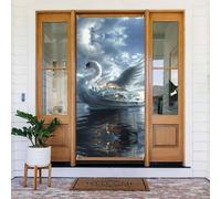 Copri porta con design fantasy con cigno yacht, decorazione decorativa per interni ed esterni, primavera/estate/autunno/inverno, decorazioni natalizie di Halloween