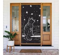 Copri porta con illustrazione di gatto che guarda le stelle, decorazioni decorative per interni ed esterni, primavera/estate/autunno/inverno, decorazioni natalizie per Halloween