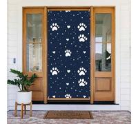 Copri porta con stampa a forma di cuore e zampa di cane, decorazione decorativa per interni ed esterni, primavera, estate, autunno, inverno, Halloween, Natale, decorazioni per la casa