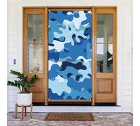 Copri porta con stampa mimetica blu cielo, decorazioni decorative per interni/esterni, primavera, estate, autunno, inverno, Halloween, Natale, decorazioni per la casa