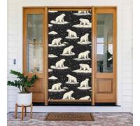 Copri porta con stampa nera con orso bianco del Polo Nord, decorazione decorativa per interni ed esterni, primavera/estate/autunno/inverno, decorazioni natalizie per Halloween