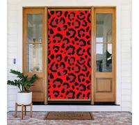Copri porta con stampa rossa leopardata, decorazione decorativa per interni ed esterni, primavera, estate, autunno, inverno, Halloween, Natale, decorazioni per la casa