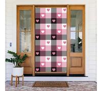Copri porta con stampa scozzese a forma di cuore rosa, decorazione decorativa per interni ed esterni, primavera, estate, autunno, inverno, Halloween, Natale, decorazioni per la casa