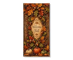 Copri porta con zucche decorative, autunnali rustiche foglie di ghianda autunnali arancioni con corda da appendere, decorazione per la casa, per portico, patio, porta, feste, 91 x 182 cm