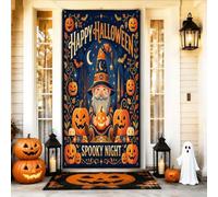 Copri porta con zucche decorative, fantasioso pipistrello mago festivo Halloween arancione con corda copertura per porta d'ingresso, decorazione per la casa, per portico, patio, interni ed esterni, 91