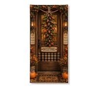 Copri porta con zucche decorative, lanterna rustica tradizionale con foglie autunnali arancioni con corda da appendere, decorazione per la casa, per porta, parete, portico, decorazione per feste, 91 x