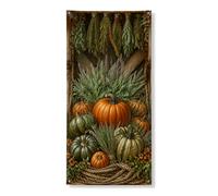 Copri porta con zucche decorative, rustiche tradizionali erbe floreali autunnali arancioni con corda da appendere, decorazione per la casa, per ingresso, portico, interni ed esterni, 91 x 182 cm