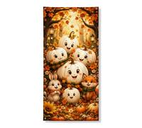 Copri porta con zucche, decorativo, fantasioso coniglio, volpe autunnale, arancione, con corda da appendere, decorazione per la casa, per portico, porta, interni ed esterni, feste, 91 x 182 cm