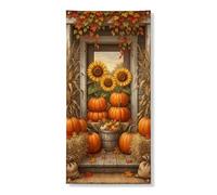 Copri porta con zucche, decorativo, rustico, campagna, girasole, mais, autunnale, arancione, con corda, striscione per porta d'ingresso, veranda, interni ed esterni, per feste, 91 x 182 cm