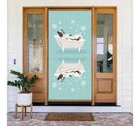 Copri porta decorativa con bulldog francese che prende un bagno, decorazioni per interni ed esterni, primavera/estate/autunno/inverno, decorazioni natalizie di Halloween