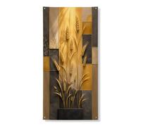 Copri porta decorativo con grano e linee verticali geometriche moderne ed eleganti, color oro autunnale con corda per porta d'ingresso, decorazione per la casa, per porte, pareti, portico, feste, 91 x