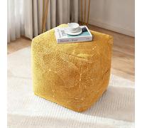 Copri pouf testurizzato Boho, chicco portaoggetti arcobaleno moderno biologic...