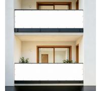 Copri Ringhiera Balcone 0.8 x 10 m Protezione Privacy, Protezione Uv, Antivento e Impermeabile, Solare Telo Ombreggiante con Fascetta per Balconi Recinzioniw, Bianco